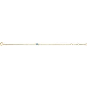 14K Yellow Gold Imitation Aquamarine Youth Birthstone 4 1/2-5 1/2" Bracelet – image 2