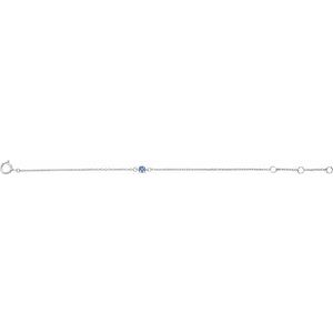 14K White Gold Imitation Aquamarine Youth Birthstone 4 1/2-5 1/2" Bracelet