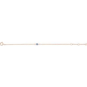 14K Rose Gold Imitation Aquamarine Youth Birthstone 4 1/2-5 1/2" Bracelet
