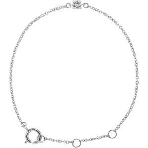 14K White Gold Imitation White Sapphire Youth Birthstone 4 1/2-5 1/2" Bracelet