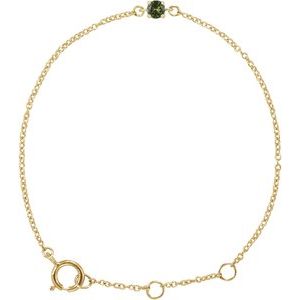 14K Yellow Gold Imitation Peridot Youth Birthstone 4 1/2-5 1/2" Bracelet