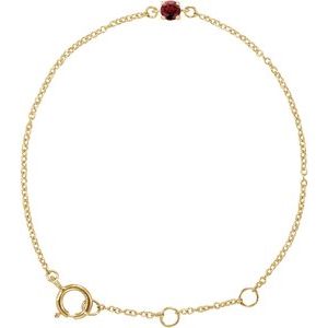 14K Yellow Gold Imitation Mozambique Garnet Youth Birthstone 4 1/2-5 1/2" Bracelet