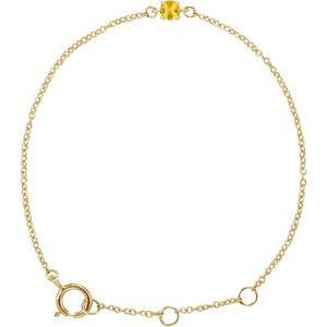 14K Yellow Gold Imitation Citrine Youth Birthstone 4 1/2-5 1/2" Bracelet