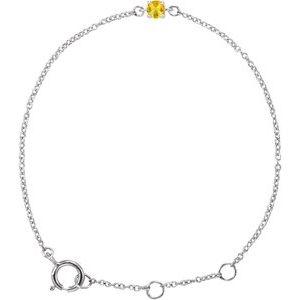 14K White Gold Imitation Citrine Youth Birthstone 4 1/2-5 1/2" Bracelet