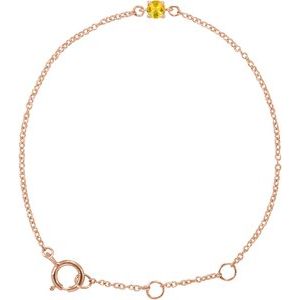 14K Rose Gold Imitation Citrine Youth Birthstone 4 1/2-5 1/2" Bracelet