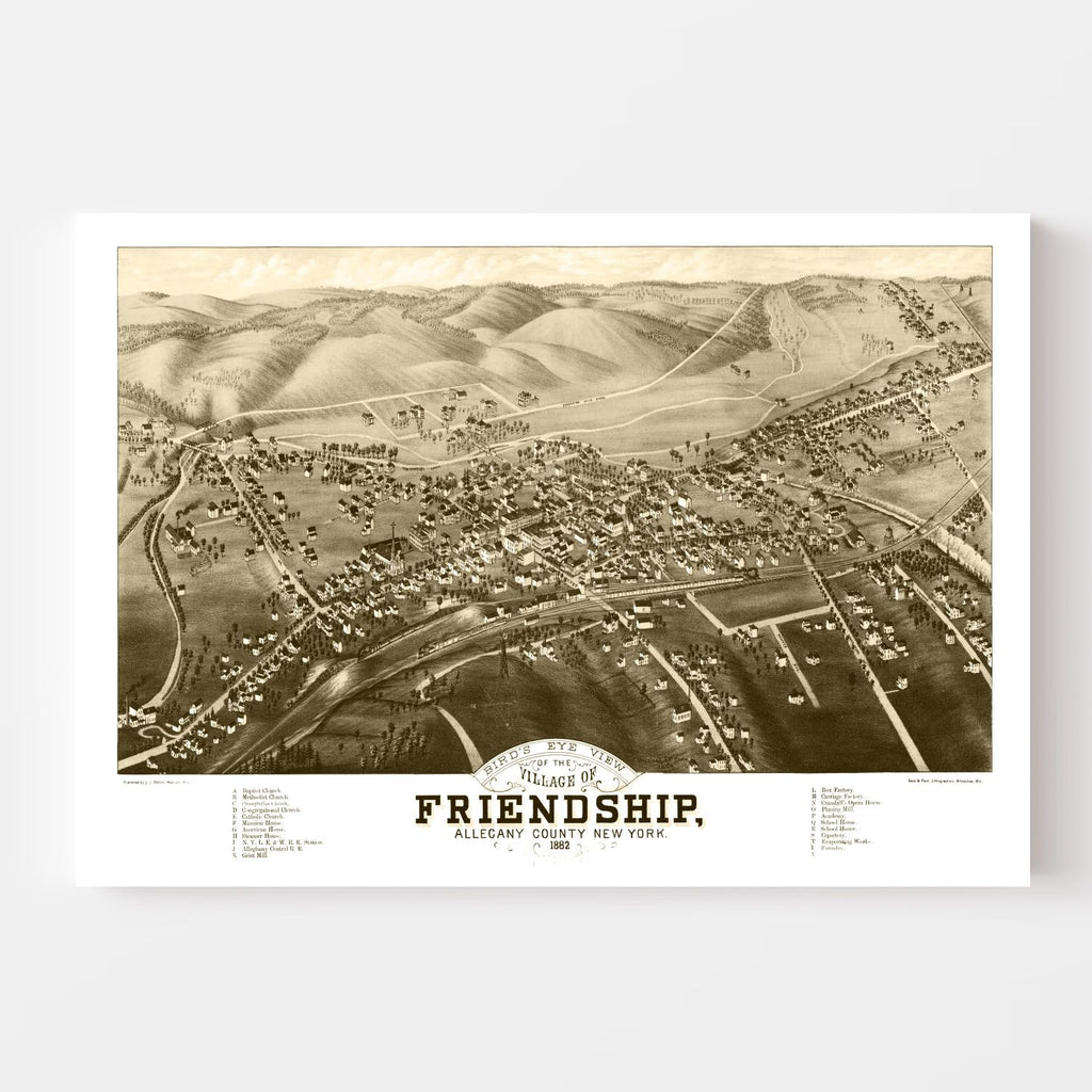Vintage Map of Friendship, New York 1882