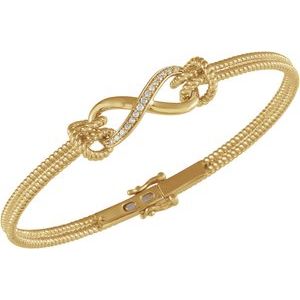 14K Yellow Gold  1/8 CTW Natural Diamond Bangle 7 1/2” Bracelet – image 3