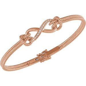 14K Rose Gold  1/8 CTW Natural Diamond Bangle 7 1/2” Bracelet – image 3