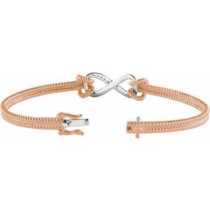 14K Rose/White Gold  1/8 CTW Natural Diamond Bangle 7 1/2” Bracelet