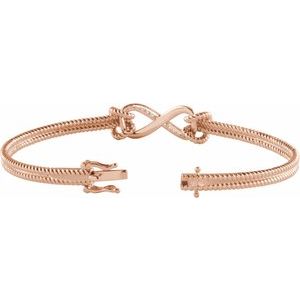 14K Rose Gold  1/8 CTW Natural Diamond Bangle 7 1/2” Bracelet – image 2