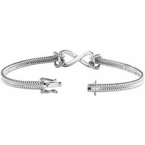14K White Gold  1/8 CTW Natural Diamond Bangle 7 1/2” Bracelet