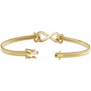 14K Yellow Gold  1/8 CTW Natural Diamond Bangle 7 1/2” Bracelet – image 2