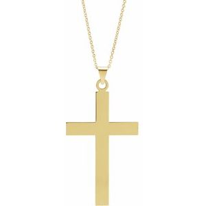 14K Yellow Gold 49.4x25 mm Cross 18" Necklace