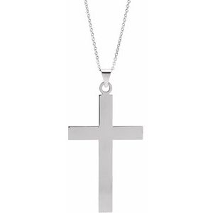 Sterling Silver 49.4x25 mm Cross 18" Necklace
