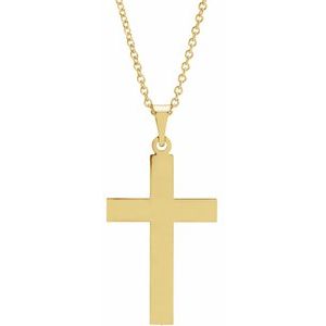 14K Yellow Gold 29.4x13.8 mm Cross 18" Necklace