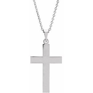 14K White Gold 29.4x13.8 mm Cross 18" Necklace
