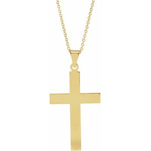 14K Yellow Gold 36.8x17.7 mm Cross 18" Necklace
