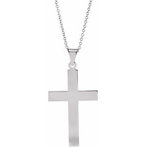 Sterling Silver 36.8x17.7 mm Cross 18" Necklace
