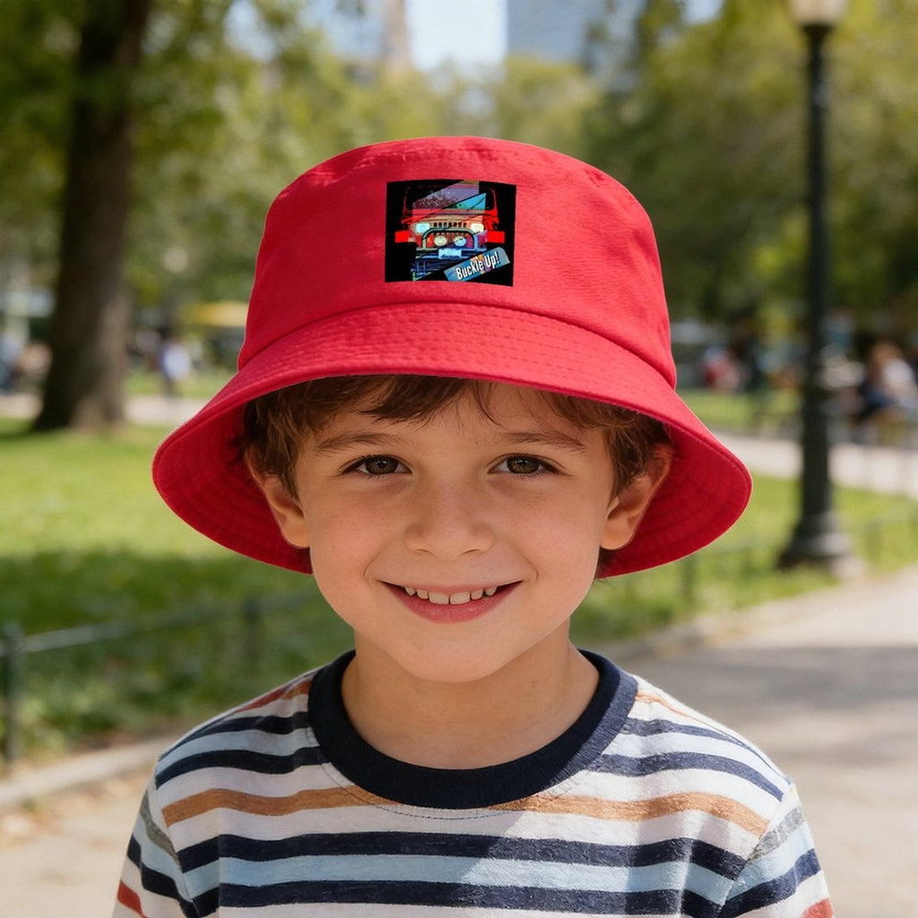 Buckle Up 4-wheel Drive Design Kids’ Bucket Hat | Ships from USA