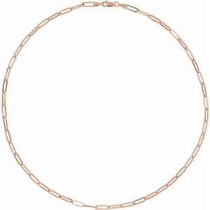 14K Rose 3.85 mm Paperclip-Style 18" Chain