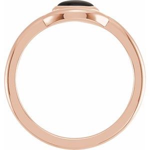 14K Rose Gold Natural Black Onyx Bezel-Set Cabochon Ring