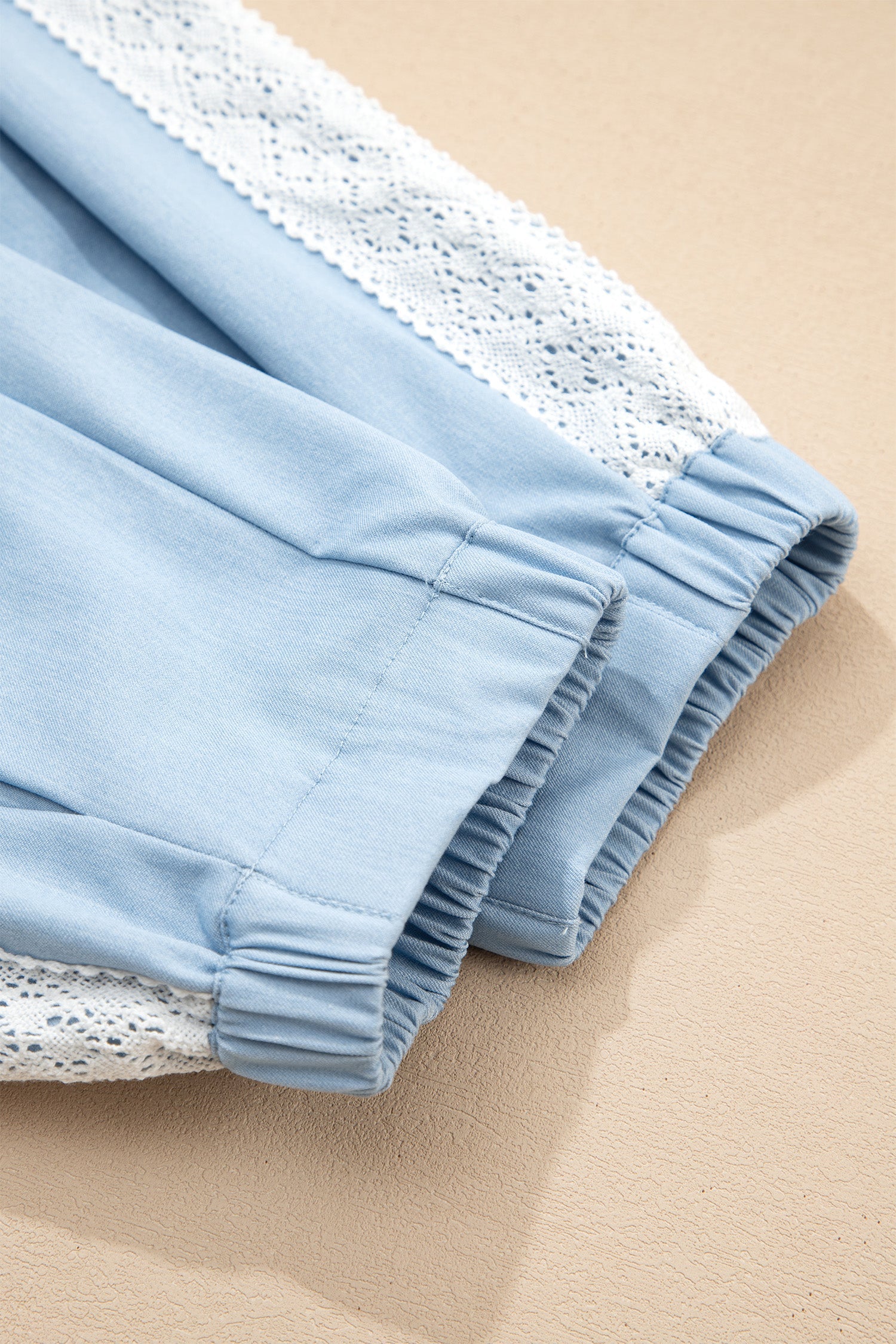 Floral Lace Patch Pocket Pleated Wide Leg Pants