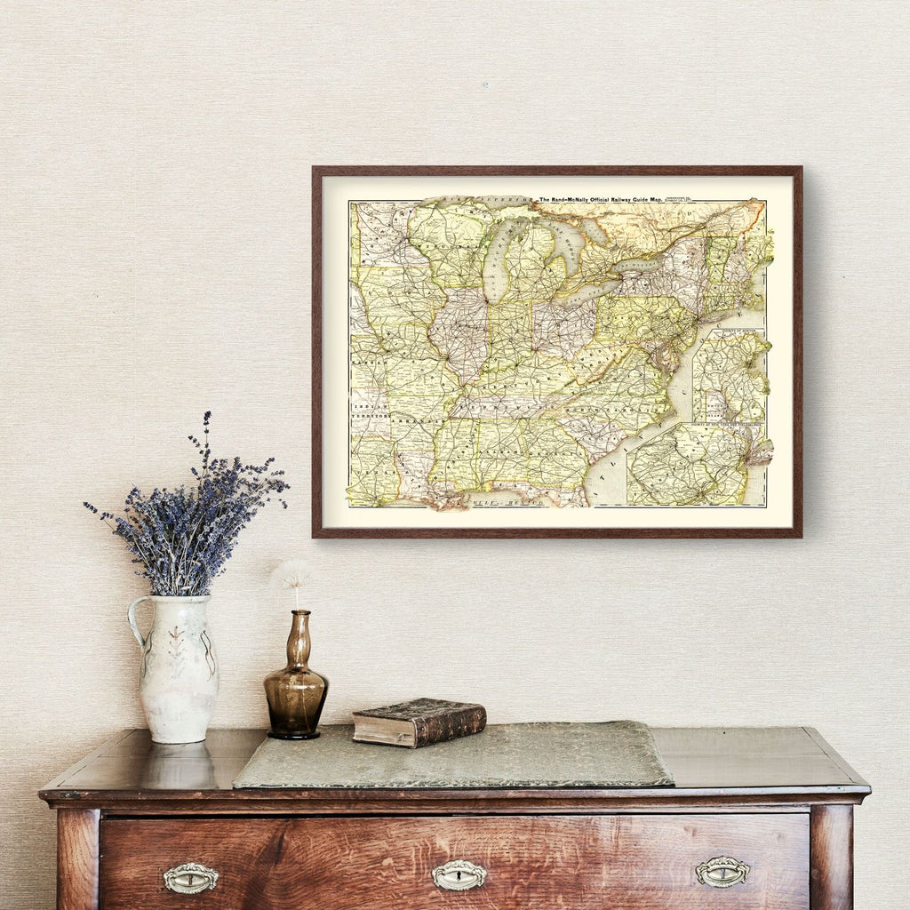 Vintage Railroad Map of United States 1877