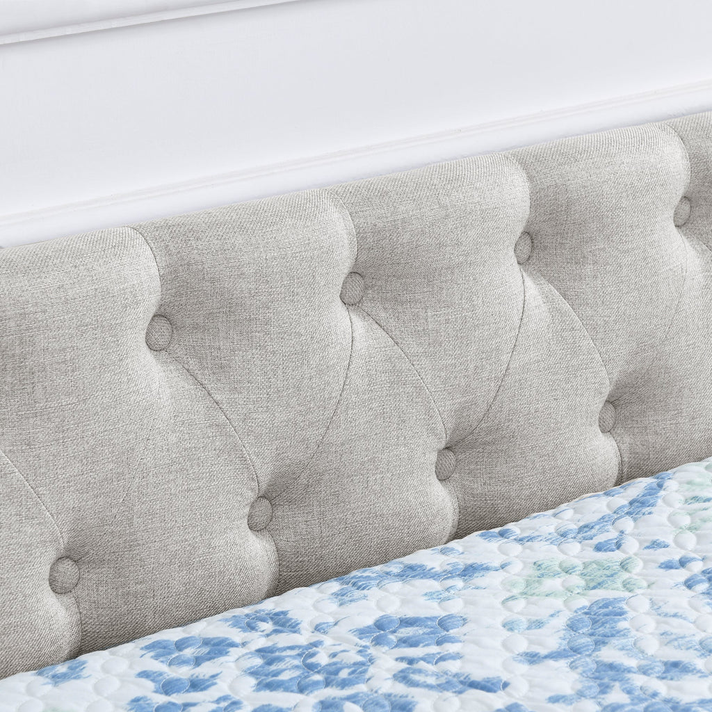 Queen Size Daybed with Drawers Upholstered Tufted Sofa Bed,,with Button on Back and Copper Nail on Waved Shape Arms, Beige (84.5'x63.5'x26.5')