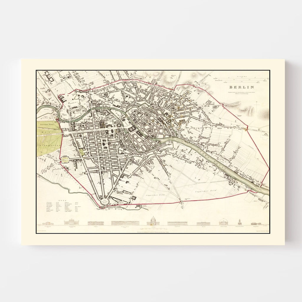 Vintage Map of Berlin, Germany 1833