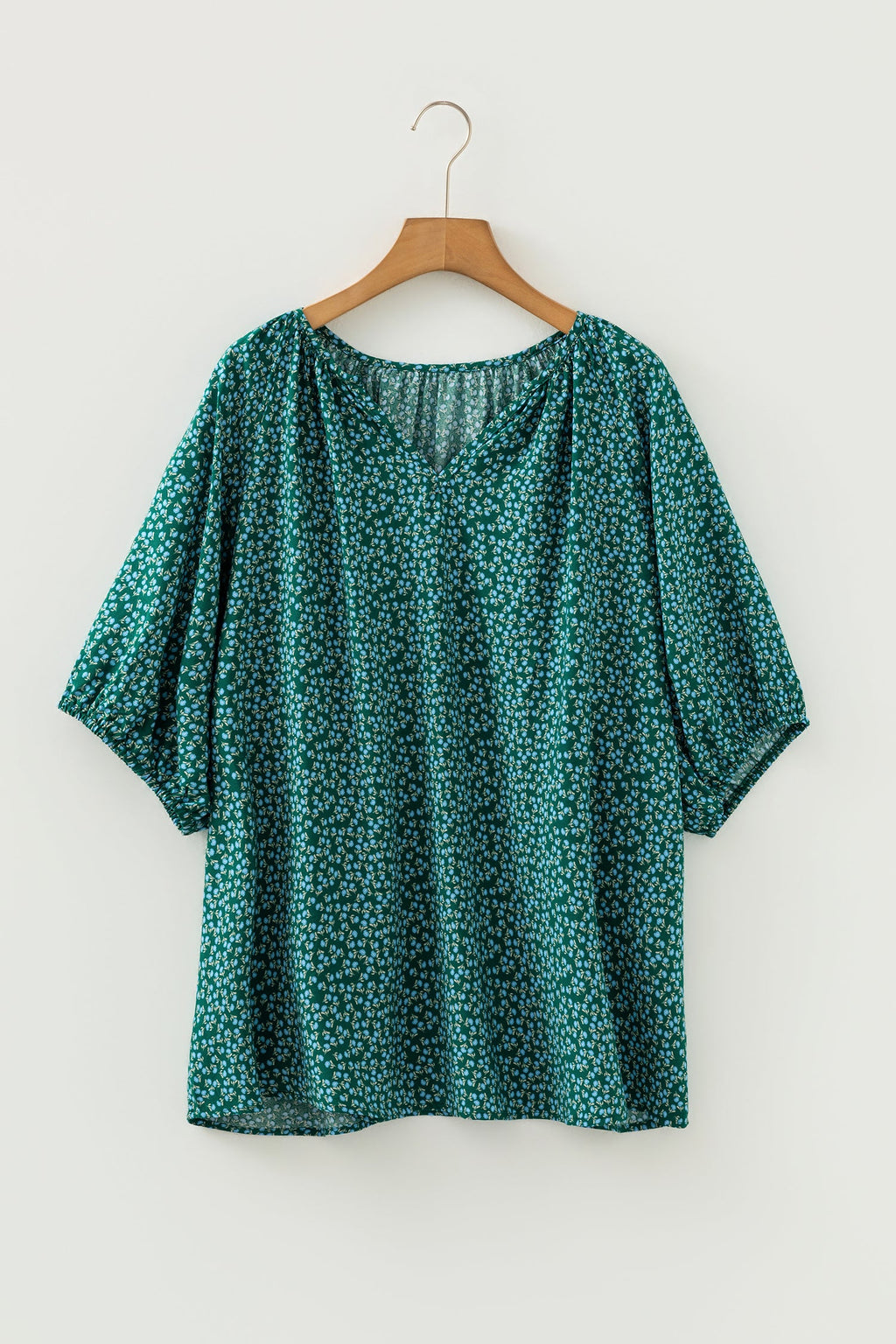 Plus Size Floral Boho Chic Notch V-Neck Top