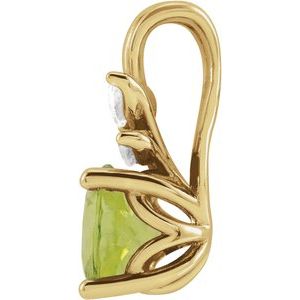 14K Yellow Gold Natural Peridot & 1/10 CTW Natural Diamond Pendant