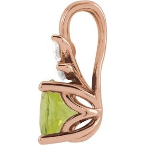 14K Rose Gold Natural Peridot & 1/10 CTW Natural Diamond Pendant