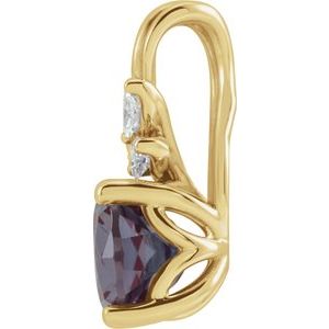 14K Yellow Gold Lab-Grown Alexandrite & 1/10 CTW Natural Diamond Pendant
