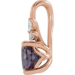 14K Rose Gold Lab-Grown Alexandrite & 1/10 CTW Natural Diamond Pendant