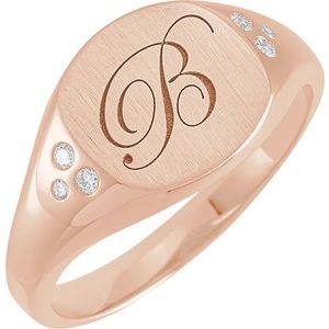 14K Rose Gold .05 CTW Natural Diamond Square Signet Ring