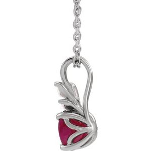 14K White Gold Lab-Grown Ruby & 1/10 CTW Natural Diamond 16-18" Necklace
