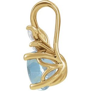 14K Yellow Gold Natural Aquamarine & 1/10 CTW Natural Diamond Pendant