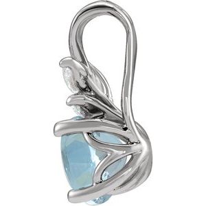 Platinum Natural Aquamarine & 1/10 CTW Natural Diamond Pendant