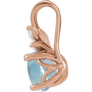 14K Rose Gold Natural Aquamarine & 1/10 CTW Natural Diamond Pendant