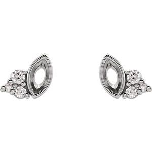 Platinum 4x2 mm Marquise .05 CTW Natural Diamond Semi-Set Earrings – image 2
