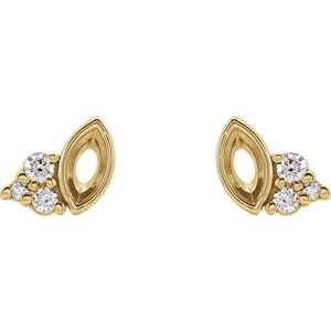 14K Yellow Gold 4x2 mm Marquise .05 CTW Natural Diamond Semi-Set Earrings – image 2