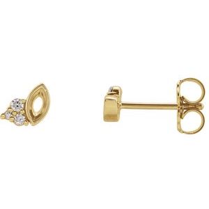 14K Yellow Gold 4x2 mm Marquise .05 CTW Natural Diamond Semi-Set Earrings