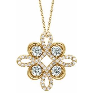 14K Yellow Gold 1/3 CTW Natural Diamond Clover 18" Necklace