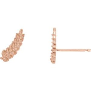 14K Rose Gold Left Leaf Ear Climber Mounting