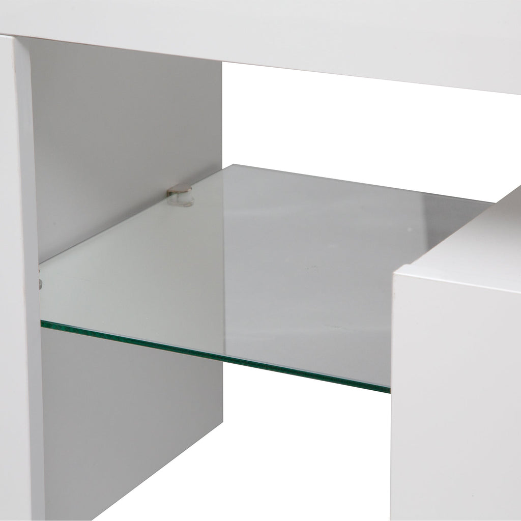 High gloss TV Stand with LED Lights for TVs up to 65'', Modern TV Console with Storage Cabinets for Living Room