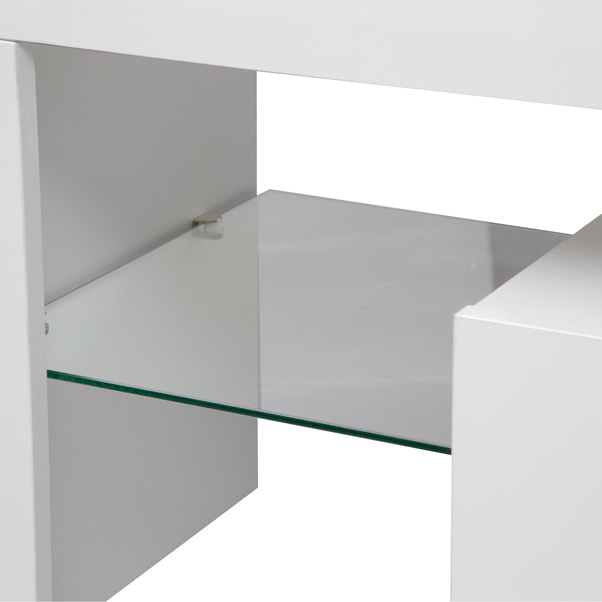 High gloss TV Stand with LED Lights for TVs up to 65'', Modern TV Console with Storage Cabinets for Living Room