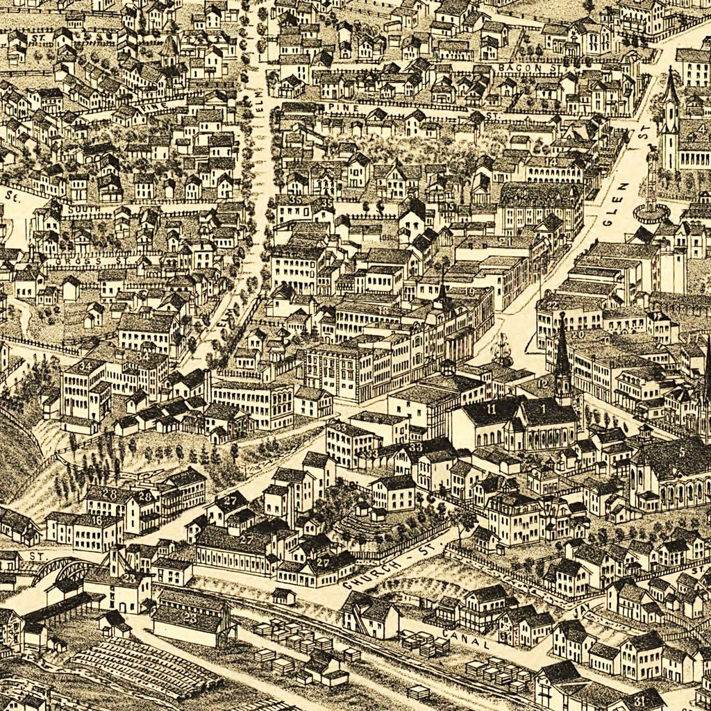 Vintage Map of Glens Falls, New York 1884