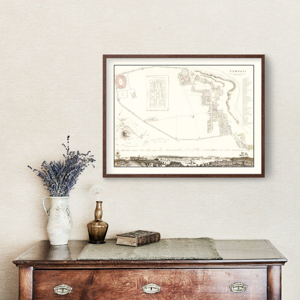 Vintage Map of Pompeii, Italy 1832