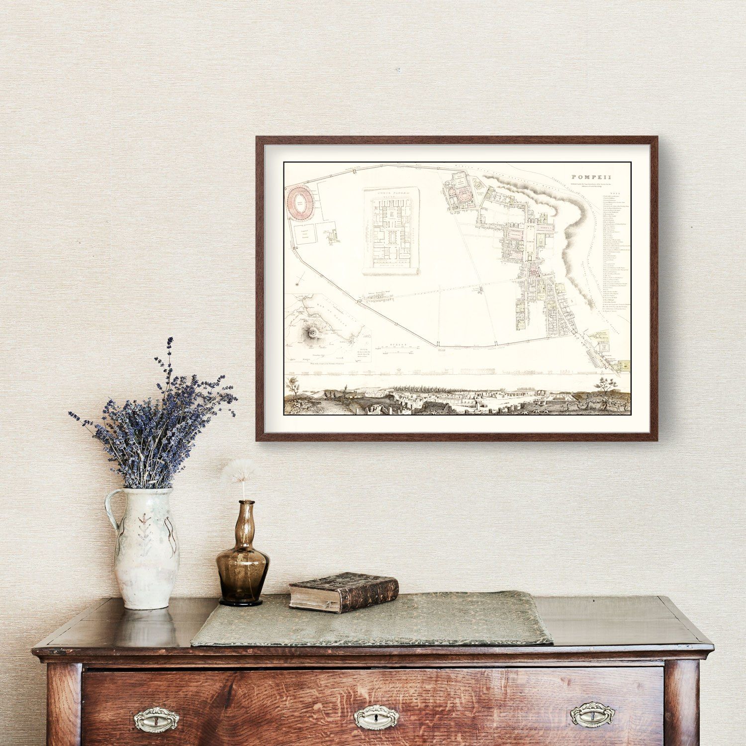 Vintage Map of Pompeii, Italy 1832