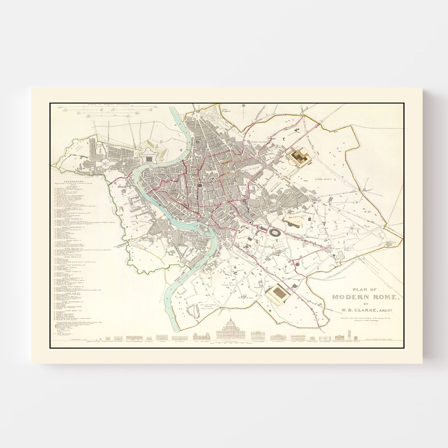 Vintage Map of Stockholm, Sweden 1838